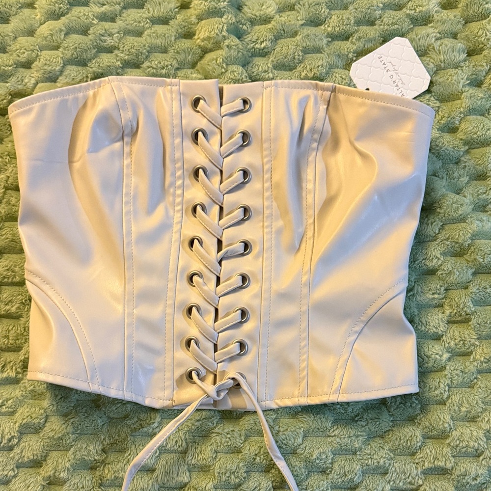 Altar'd State Cream Lace-Up Corset